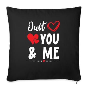 Juste toi et moi Saint-Valentin Hearts Day Cupidon - Housse de coussin décorative 45 x 45 cm - noir - Devant