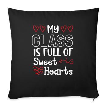 Ma classe est pleine de cœurs doux Saint-Valentin - Housse de coussin décorative 45 x 45 cm - noir - Devant