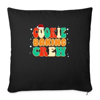 Équipe de cuisson de biscuits de Noël de couleur vintage - Housse de coussin décorative 45 x 45 cm - noir - Devant