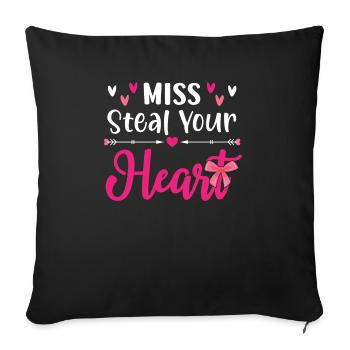 Miss Steal Your Heart Saint Valentin Hearts Day - Housse de coussin décorative 45 x 45 cm - noir - Devant
