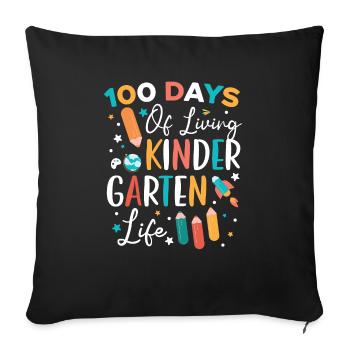 100 Days Of Living Kindergarten Life School - Sofa pillowcase 17,3'' x 17,3'' (45 x 45 cm) - black - Front