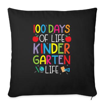 100 Days Of Living Kindergarten Life School - Sofa pillowcase 17,3'' x 17,3'' (45 x 45 cm) - black - Front