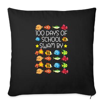 100 Days Of School Swam By Teacher Student Fish - Sofa pillowcase 17,3'' x 17,3'' (45 x 45 cm) - black - Front