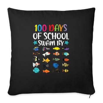 100 Days Of School Swam By Teacher Student Fish - Sofa pillowcase 17,3'' x 17,3'' (45 x 45 cm) - black - Front