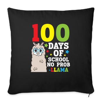 100 Days Of School No Prob-llama Animal Llama - Sofa pillowcase 17,3'' x 17,3'' (45 x 45 cm) - black - Front
