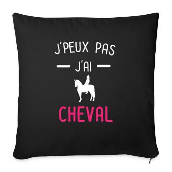 je peux pas j'ai cheval rose - Housse de coussin décorative 45 x 45 cm - noir - Devant