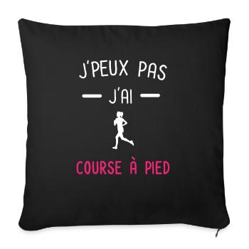 je peux pas j'ai course à pied rose - Housse de coussin décorative 45 x 45 cm - noir - Devant