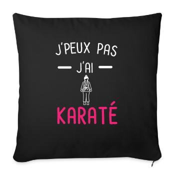 je peux pas j'ai karaté rose - Housse de coussin décorative 45 x 45 cm - noir - Devant