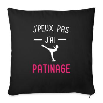 je peux pas j'ai patinage rose - Housse de coussin décorative 45 x 45 cm - noir - Devant
