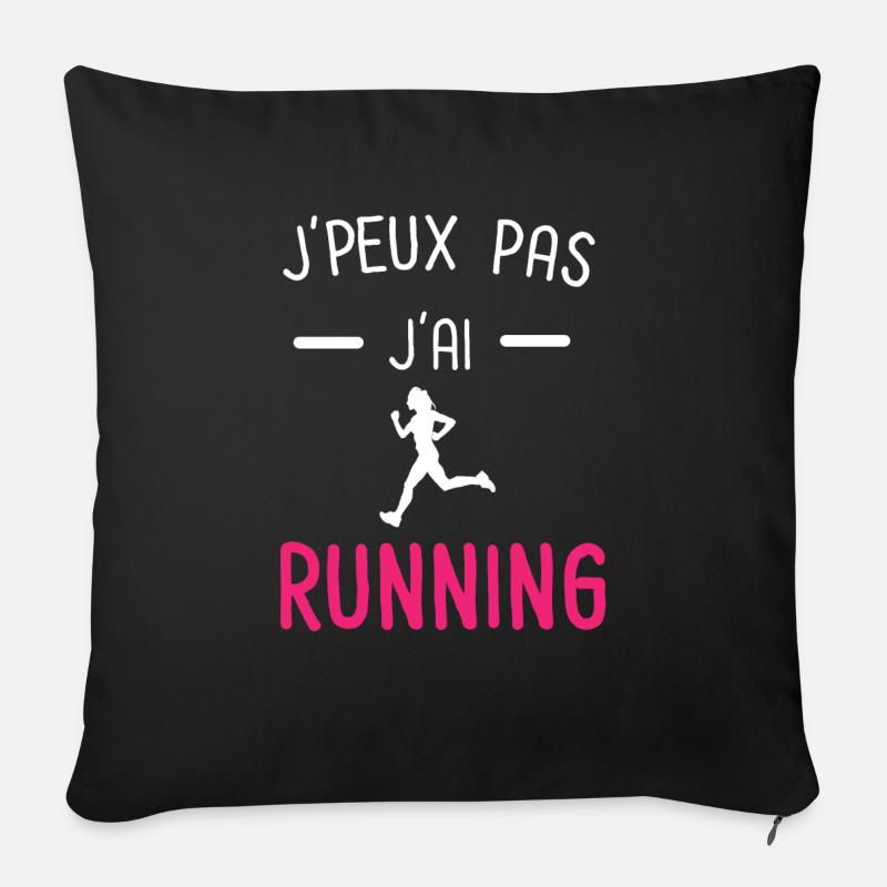 je peux pas j'ai running rose - Housse de coussin décorative 45 x 45 cm - noir