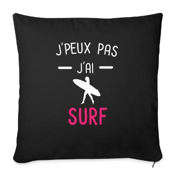 je peux pas j'ai surf board rose - Housse de coussin décorative 45 x 45 cm - noir - Devant