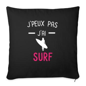 je peux pas j'ai surf rose - Housse de coussin décorative 45 x 45 cm - noir - Devant