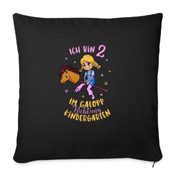 Girl's birthday 2 years with hobby horse - Sofa pillowcase 17,3'' x 17,3'' (45 x 45 cm) - black - Front