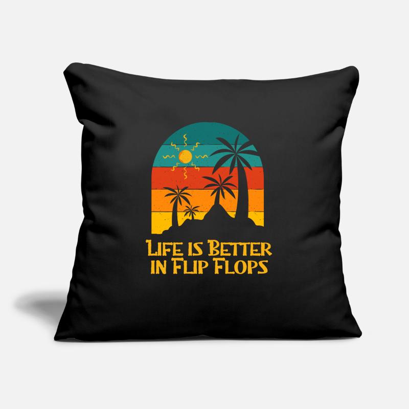 Life Is Better in Flip Flops Beach Summer Ocean Sofa pillowcase 17,3'' x 17,3'' (45 x 45 cm)