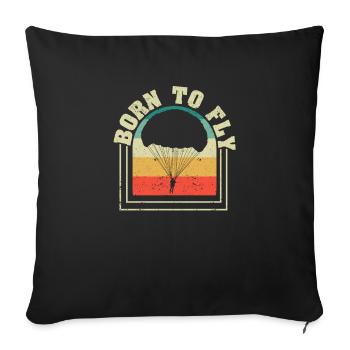 Born To Fly Funny Skydiving Parachute - Housse de coussin décorative 45 x 45 cm - noir - Devant