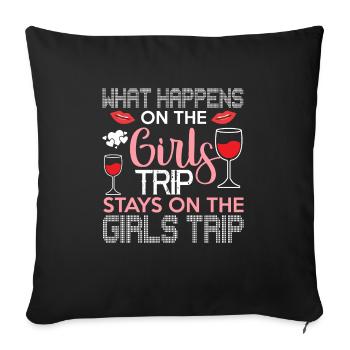 What happens on the girls' journey remains funny - Sofa pillowcase 17,3'' x 17,3'' (45 x 45 cm) - black - Front