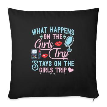 What happens on the girls' journey remains funny - Sofa pillowcase 17,3'' x 17,3'' (45 x 45 cm) - black - Front