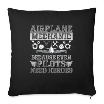 Pilote d’avion du mécanicien d’aéronef - Housse de coussin décorative 45 x 45 cm - noir - Devant