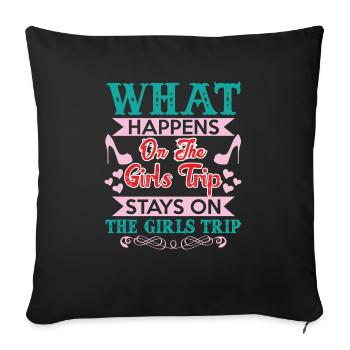 What happens on the girls' journey remains funny - Sofa pillowcase 17,3'' x 17,3'' (45 x 45 cm) - black - Front