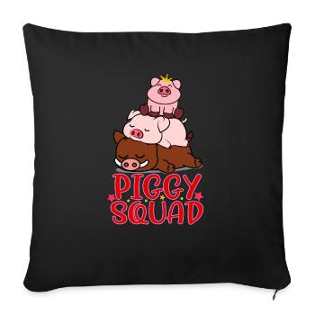 Piggy Squad Pig Family Animal Lovers Funny Farm - Sofa pillowcase 17,3'' x 17,3'' (45 x 45 cm) - black - Front