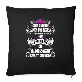 Krankenschwester T witzig Spruch Krankenpflegerin - Sofakissenbezug 45 x 45 cm - Schwarz - Vorne