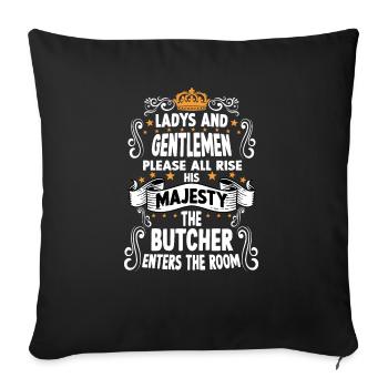 Boucher T drôle de dicton motif boucher - Housse de coussin décorative 45 x 45 cm - noir - Devant