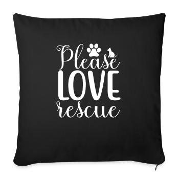Dogs love rescue - Sofa pillowcase 17,3'' x 17,3'' (45 x 45 cm) - black - Front