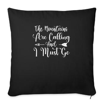 Les montagnes appellent chemise de randonnée - Housse de coussin décorative 45 x 45 cm - noir - Devant