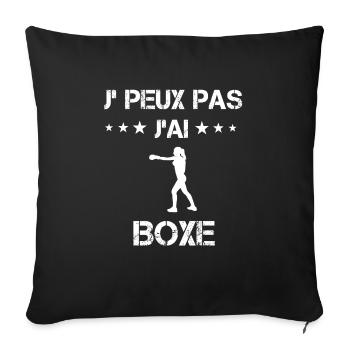 je peux pas j'ai boxe cadeau femme - Housse de coussin décorative 45 x 45 cm - noir - Devant