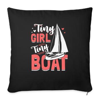 Petite fille École de voile petit bateau mer Baltique - Housse de coussin décorative 45 x 45 cm - noir - Devant