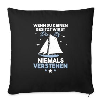 Lustiges Ostsee Segler Helgoland eigner Spruch - Sofakissenbezug 45 x 45 cm - Schwarz - Vorne