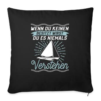 Lustiges Ostsee Segler Helgoland eigner Spruch - Sofakissenbezug 45 x 45 cm - Schwarz - Vorne