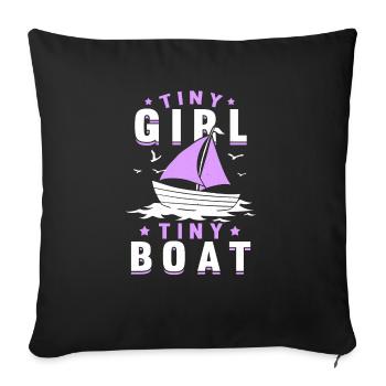 Little Girl Small Boat Sailing School Baltic Sea - Sofa pillowcase 17,3'' x 17,3'' (45 x 45 cm) - black - Front