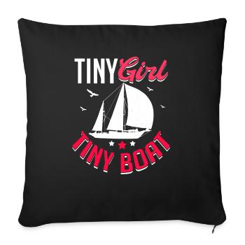 Little Girl Small Boat Sailing School Baltic Sea - Sofa pillowcase 17,3'' x 17,3'' (45 x 45 cm) - black - Front
