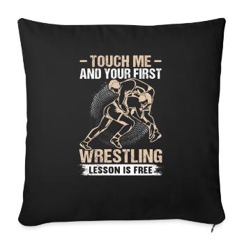 Lutte Lutte Lutteur Lutteur Cadeau de lutteur - Housse de coussin décorative 45 x 45 cm - noir - Devant