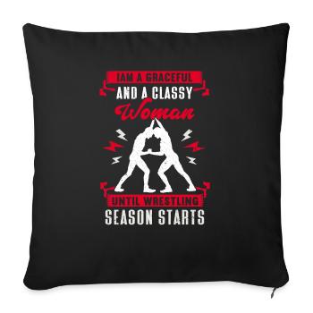 Lutte Lutte Cadeau de lutteur lutteur - Housse de coussin décorative 45 x 45 cm - noir - Devant