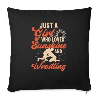 Lutte Lutte Lutteur Lutteur Cadeau de lutteur - Housse de coussin décorative 45 x 45 cm - noir - Devant