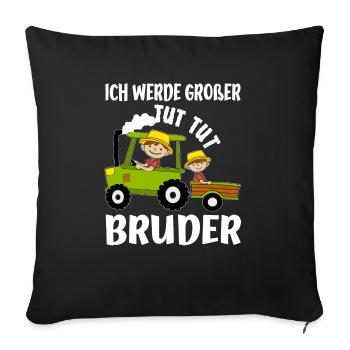 Ich Werde Großer Bruder Bauer & Traktor Idee - Sofakissenbezug 45 x 45 cm - Schwarz - Vorne