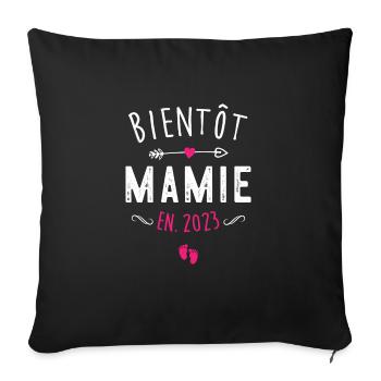 bientôt Mamie 2023 Nouvelle Naissance Grossesse - Housse de coussin décorative 45 x 45 cm - noir - Devant