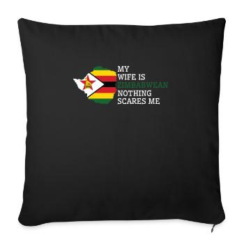 Rien ne me fait peur femme zimbabwéenne - Housse de coussin décorative 45 x 45 cm - noir - Devant