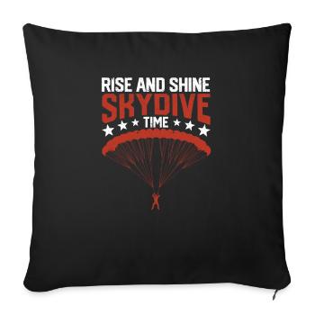 Rise And Shine Skydive Time Funny Parachute - Sofa pillowcase 17,3'' x 17,3'' (45 x 45 cm) - black - Front