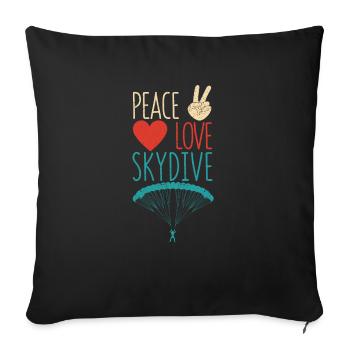 Peace Love Skydive drôle de parachutisme - Housse de coussin décorative 45 x 45 cm - noir - Devant