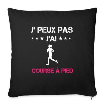je peux pas j'ai course à pied cadeau rose - Housse de coussin décorative 45 x 45 cm - noir - Devant