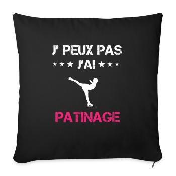 je peux pas j'ai patinage cadeau rose - Housse de coussin décorative 45 x 45 cm - noir - Devant