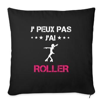je peux pas j'ai roller cadeau rose - Housse de coussin décorative 45 x 45 cm - noir - Devant