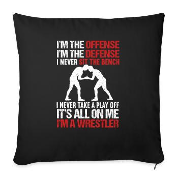 Lutte Lutte Lutteur Lutteur Cadeau de lutteur - Housse de coussin décorative 45 x 45 cm - noir - Devant