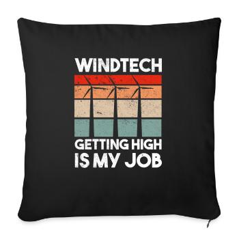 Wind turbine technician wind farm wind power - Sofa pillowcase 17,3'' x 17,3'' (45 x 45 cm) - black - Front