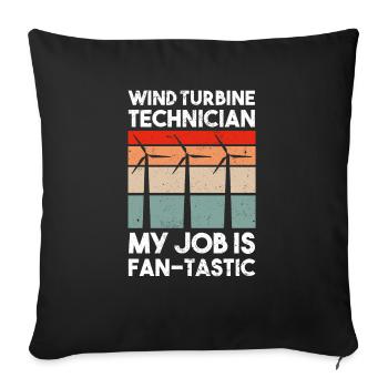 Wind turbine technician wind farm wind power - Sofa pillowcase 17,3'' x 17,3'' (45 x 45 cm) - black - Front