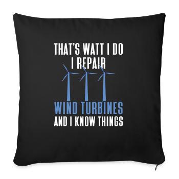 Wind turbine technician wind farm wind power - Sofa pillowcase 17,3'' x 17,3'' (45 x 45 cm) - black - Front