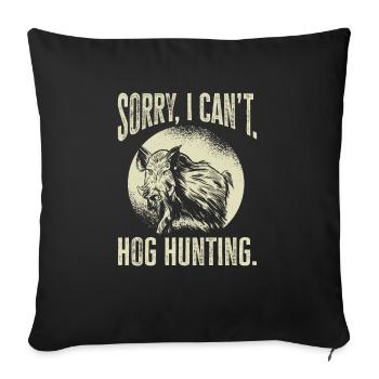 Chasse au sanglier chasseur sanglier - Housse de coussin décorative 45 x 45 cm - noir - Devant